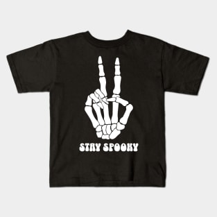 Skeleton Peace Sign Stay Spooky Hippie Halloween Kids T-Shirt